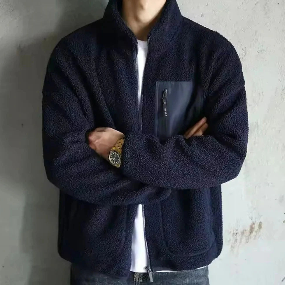 Heren Fleece Jas met Ritssluiting en Opstaande Kraag