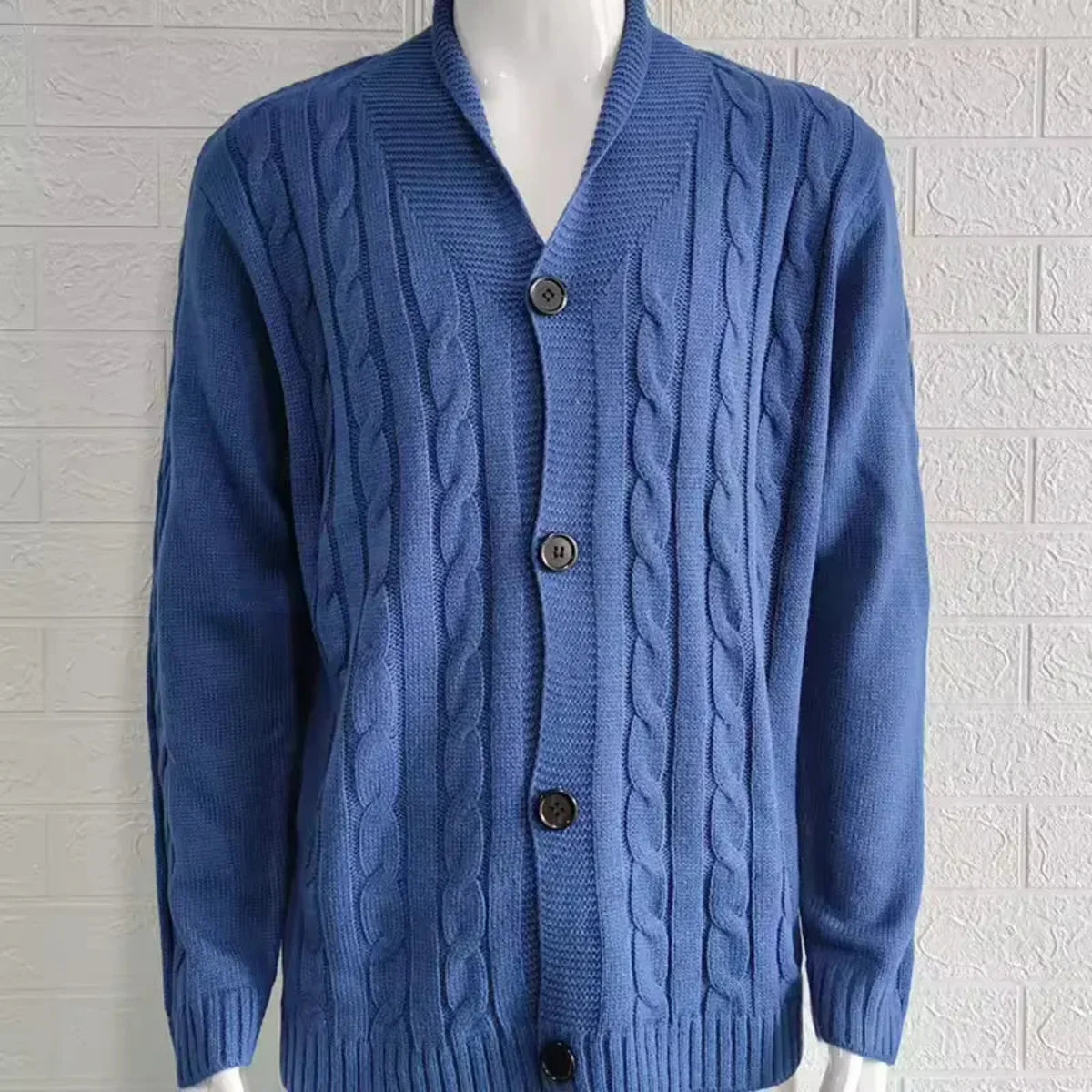 Heren Gebreid Vest met Knoopsluiting en Kabelpatroon