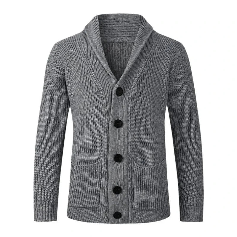 Heren Gebreid Vest met Knoopsluiting en Sjaalkraag