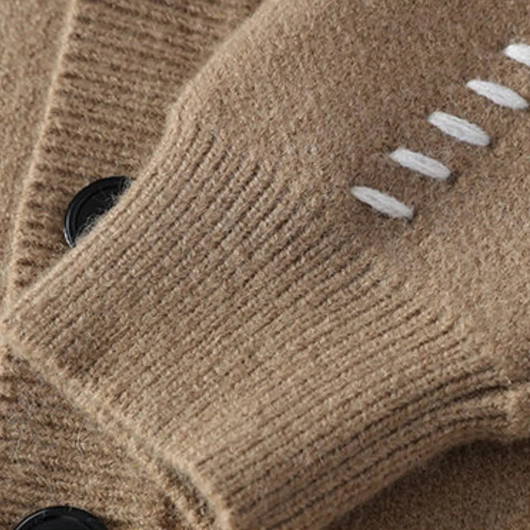 Heren Gebreid Vest met Knoopsluiting en Stikseldetails