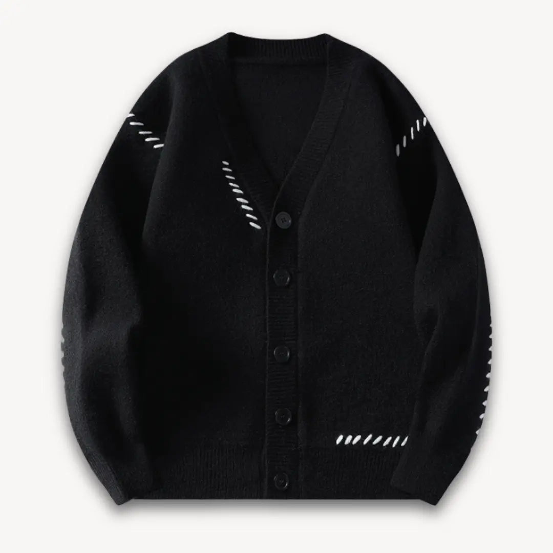 Heren Gebreid Vest met Knoopsluiting en Stikseldetails