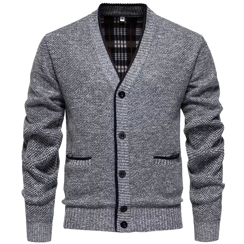 Heren Gebreid Vest met Knoopsluiting en V-hals