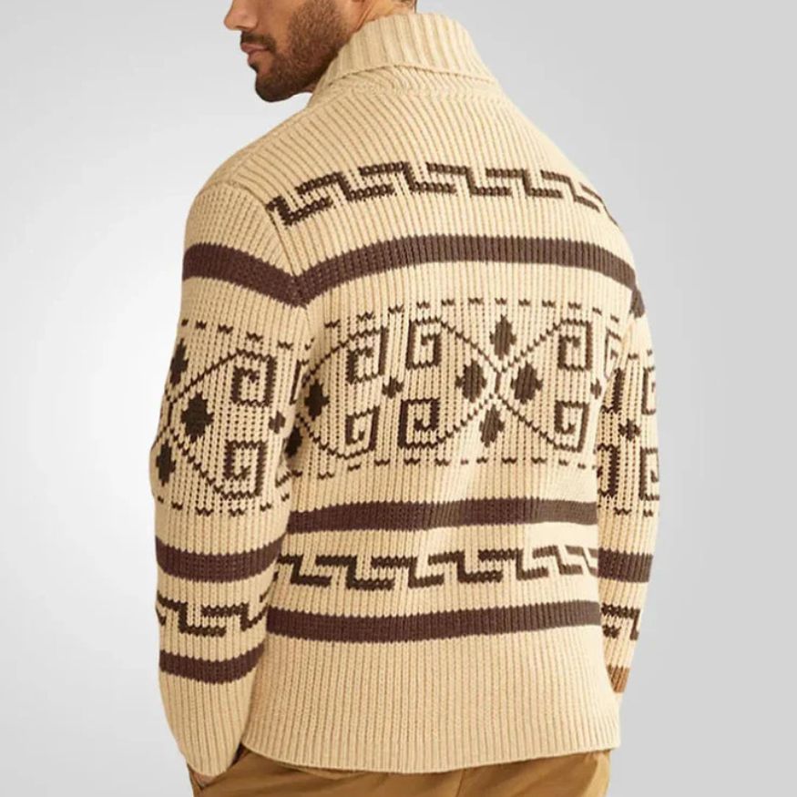 Heren Gebreid Vest met Rits en Omgeslagen Kraag