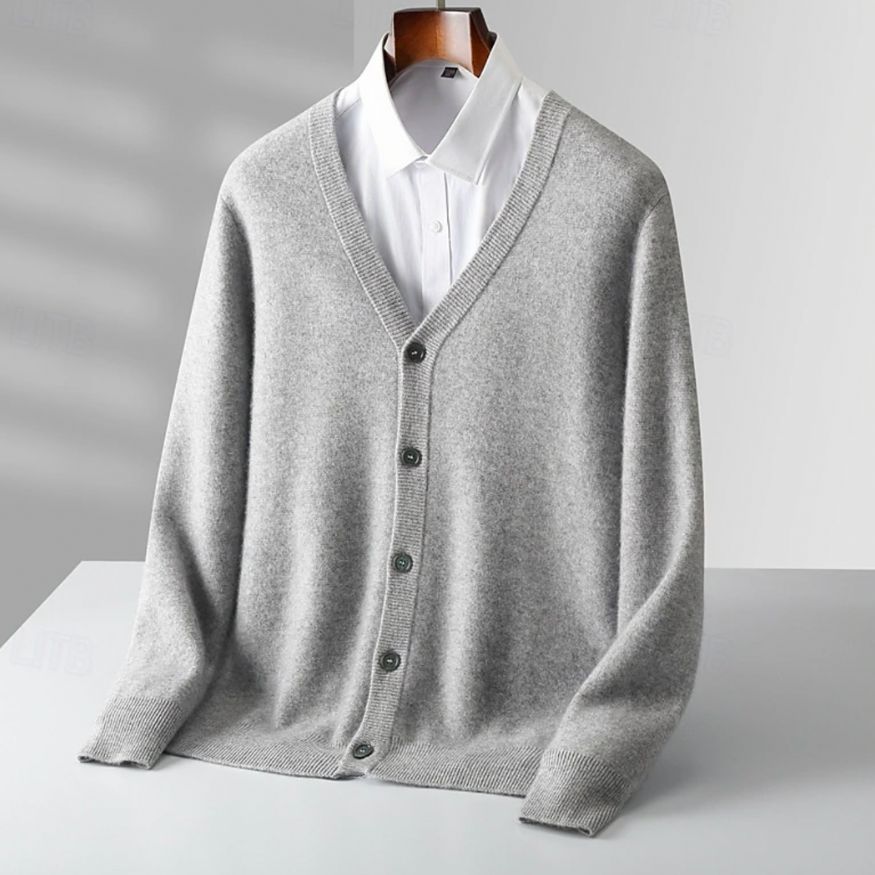 Heren Gebreid Vest met V-Hals en Knoopsluiting