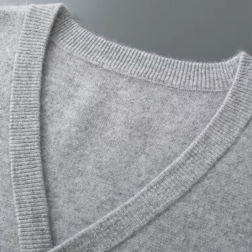 Heren Gebreid Vest met V-Hals en Knoopsluiting