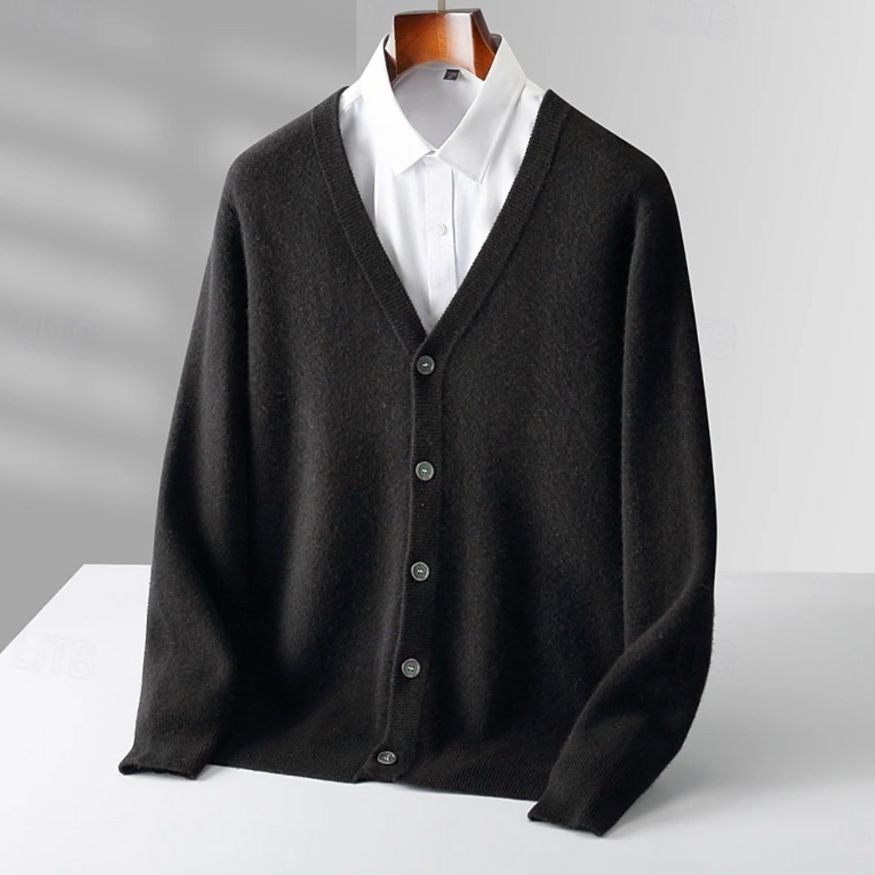 Heren Gebreid Vest met V-Hals en Knoopsluiting