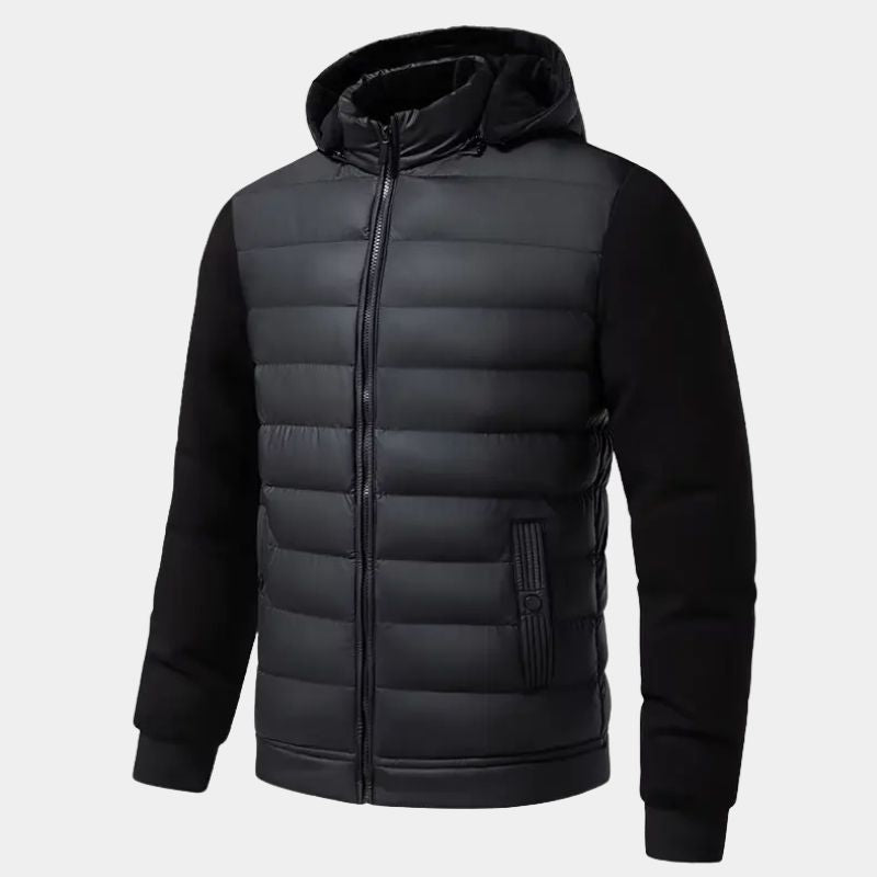 Heren Gewatteerde Jas met Capuchon en Ritssluiting