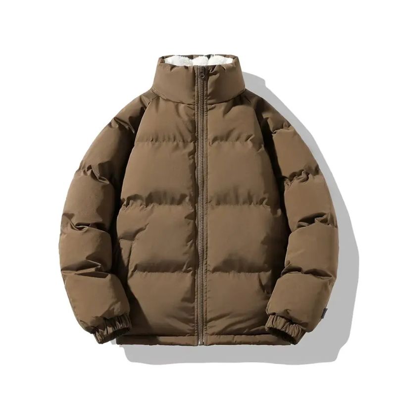 Heren Gewatteerde Jas met Fleecevoering en Opstaande Kraag