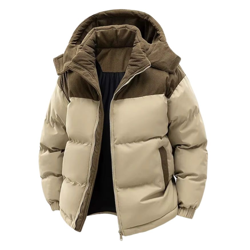 Heren Gewatteerde Winterjas met Capuchon en Ritssluiting