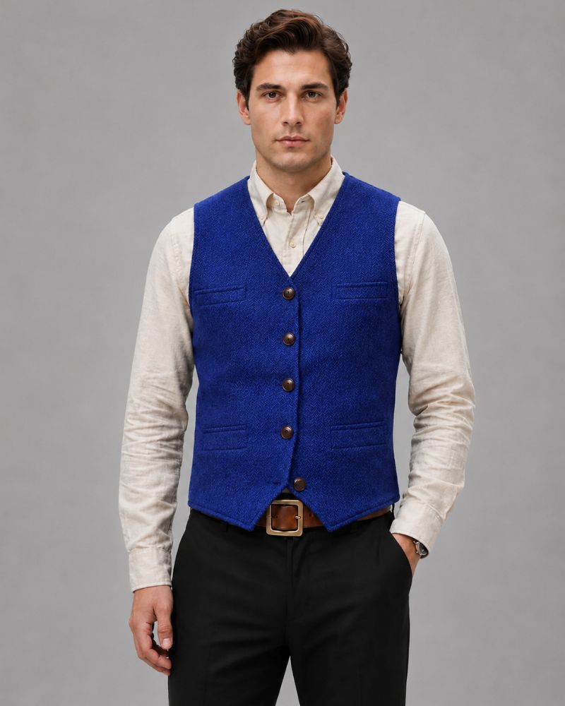 Heren Gilet met Knoopsluiting en V-hals