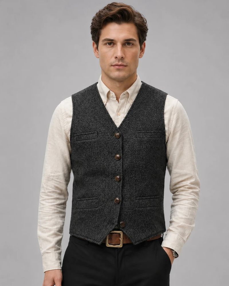 Heren Gilet met Knoopsluiting en V-hals