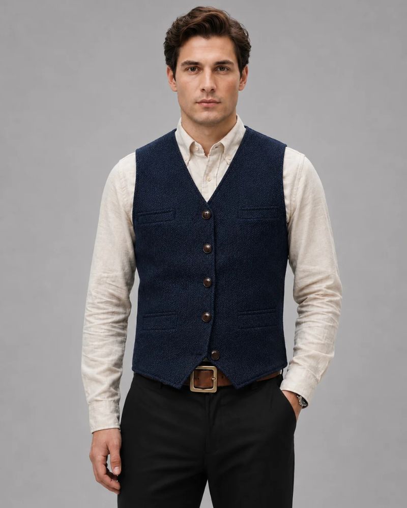Heren Gilet met Knoopsluiting en V-hals