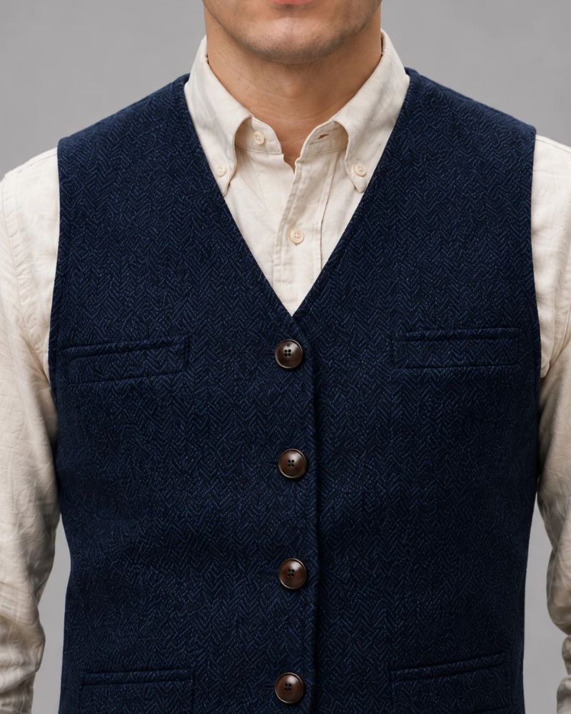 Heren Gilet met Knoopsluiting en V-hals