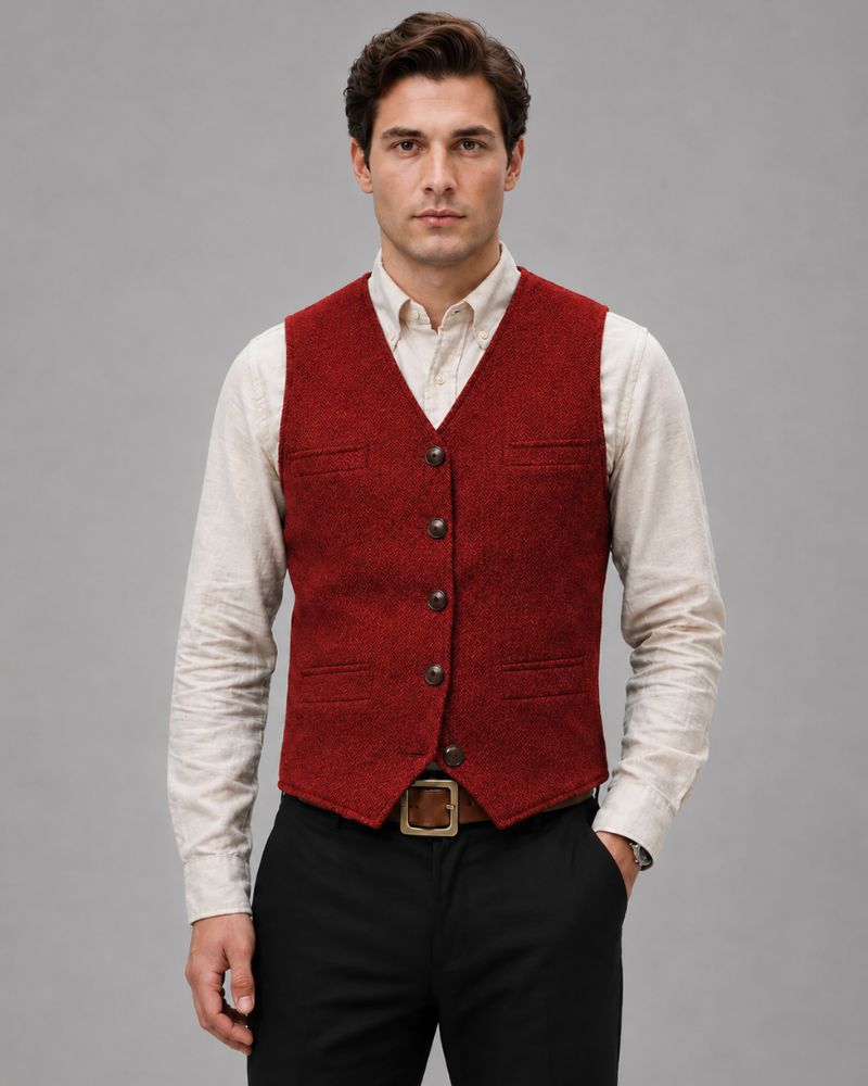 Heren Gilet met Knoopsluiting en V-hals
