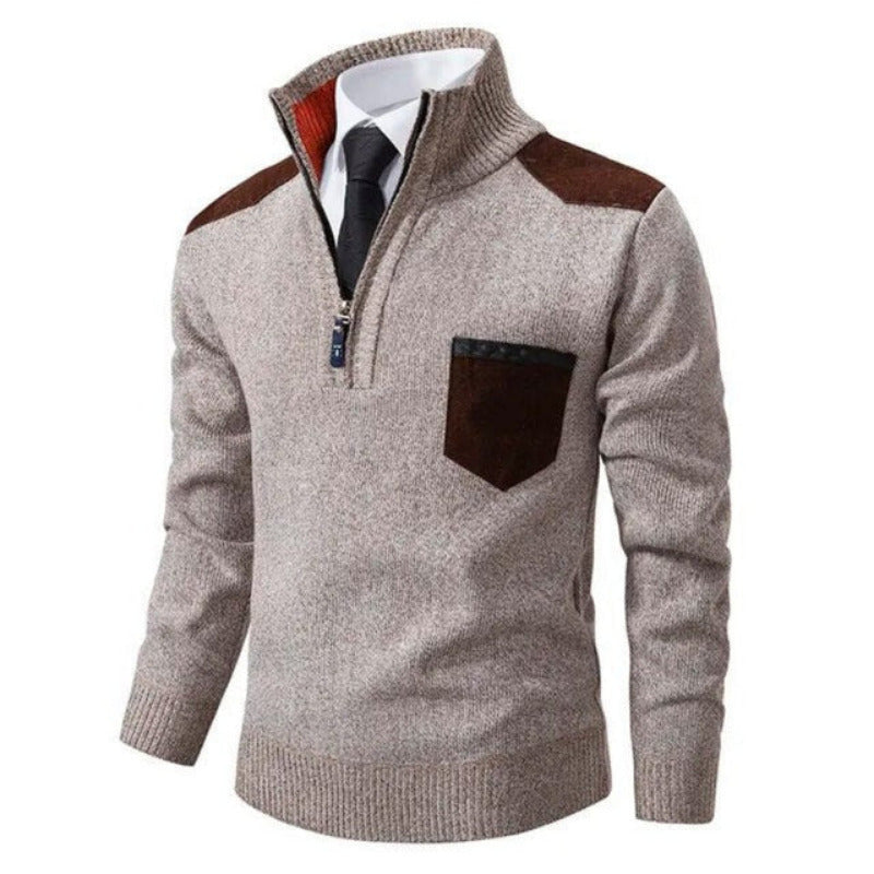 Heren Half-Zip Trui met Kraag en Borstzak