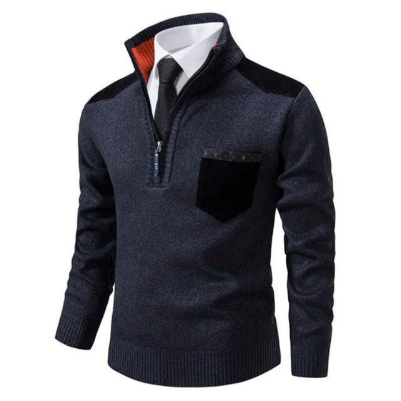 Heren Half-Zip Trui met Kraag en Borstzak