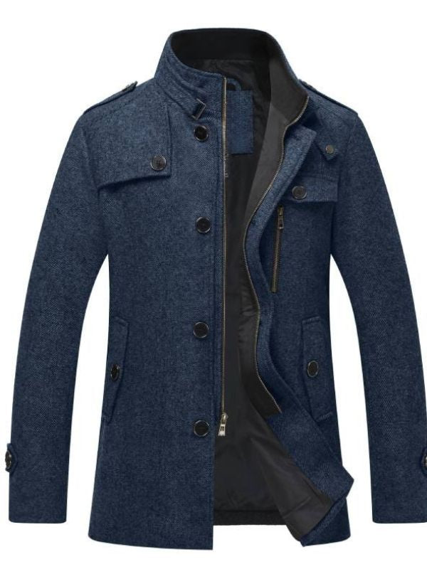 Heren Jas met Opstaande Kraag van Wolmix