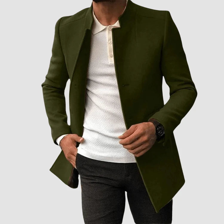 Heren Lange Jas met Regular Fit en Knoopsluiting