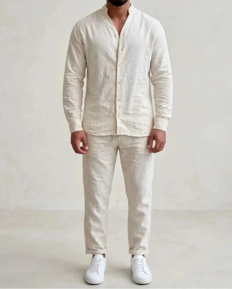Heren Linnen Set met Overhemd en Broek