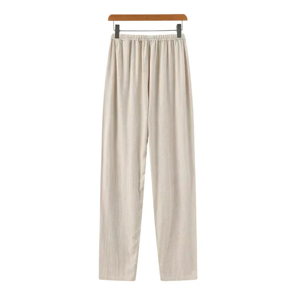 Heren Linnen Zomerbroek met Elastische Taille en Trekkoord