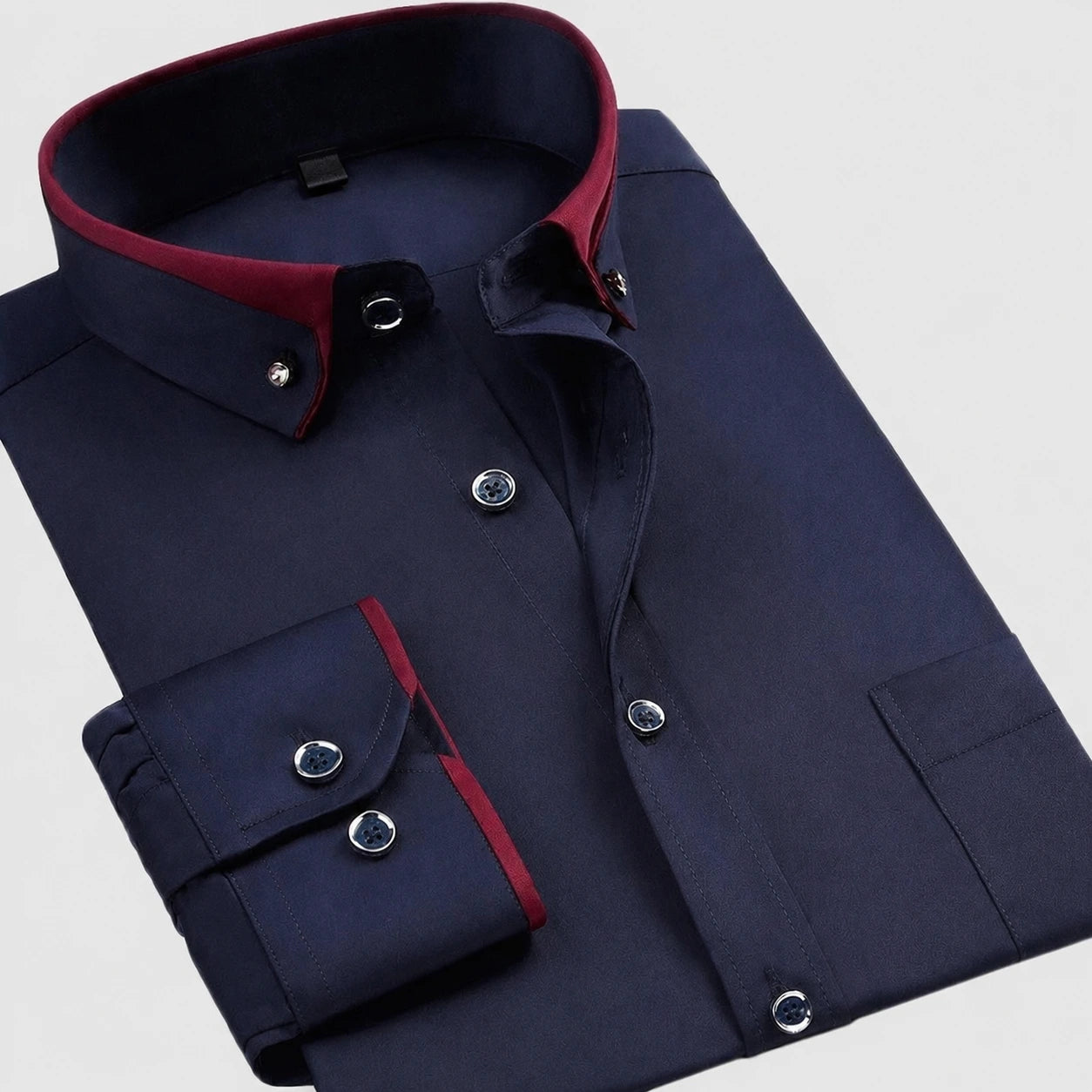 Heren Overhemd met Stretch en Contrasterend Detail