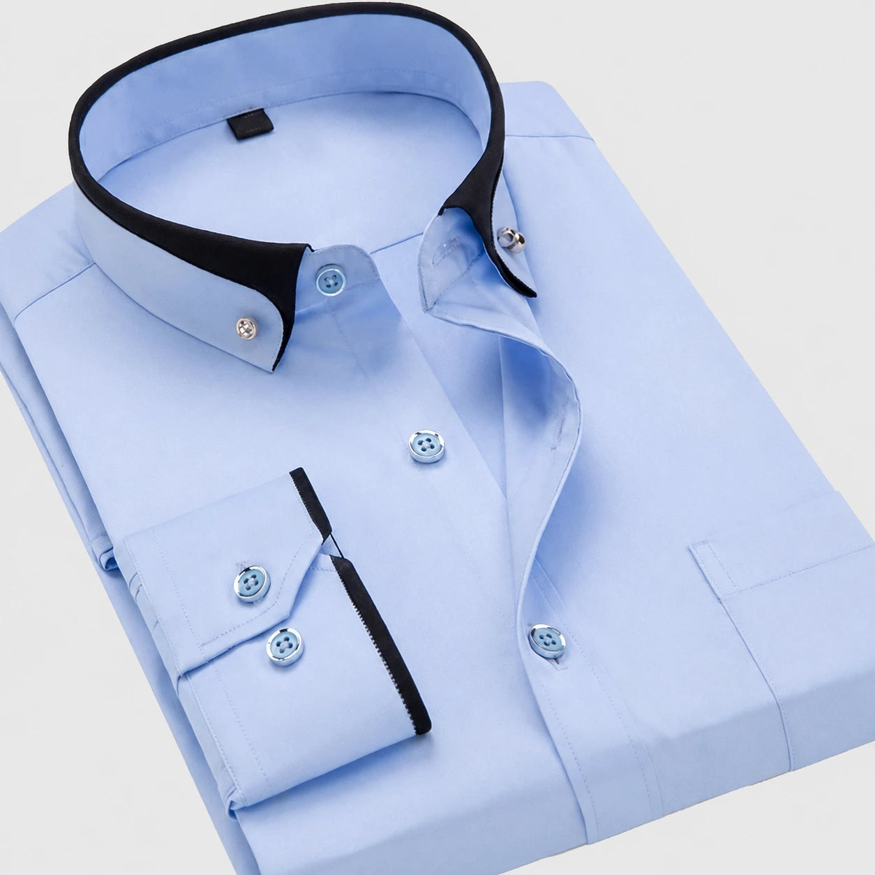 Heren Overhemd met Stretch en Contrasterend Detail