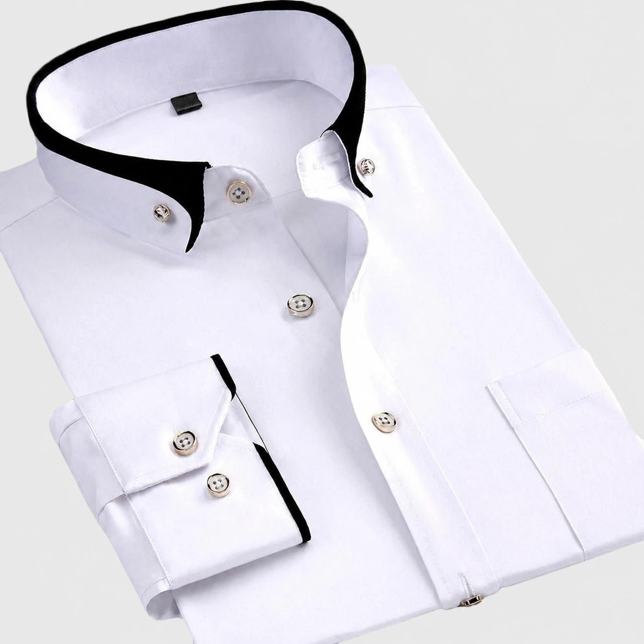 Heren Overhemd met Stretch en Contrasterend Detail