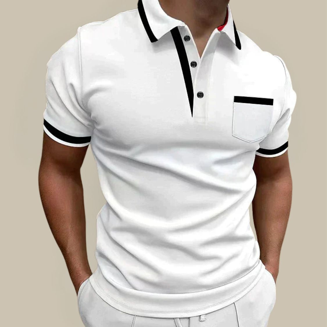 Heren Polo met Contrastbies en Korte Mouwen