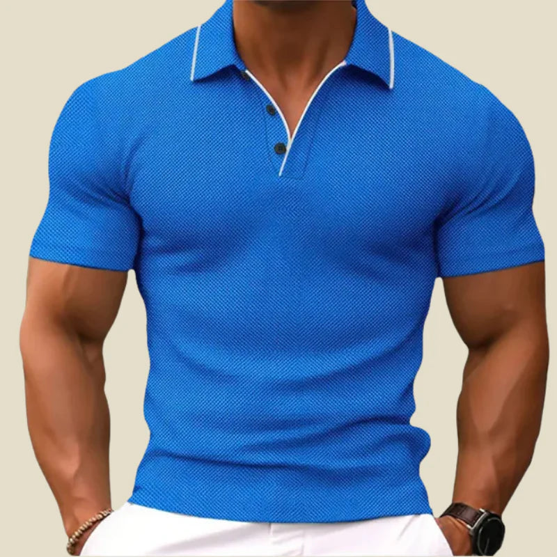 Heren Polo met Knoopsluiting en Contrastbies