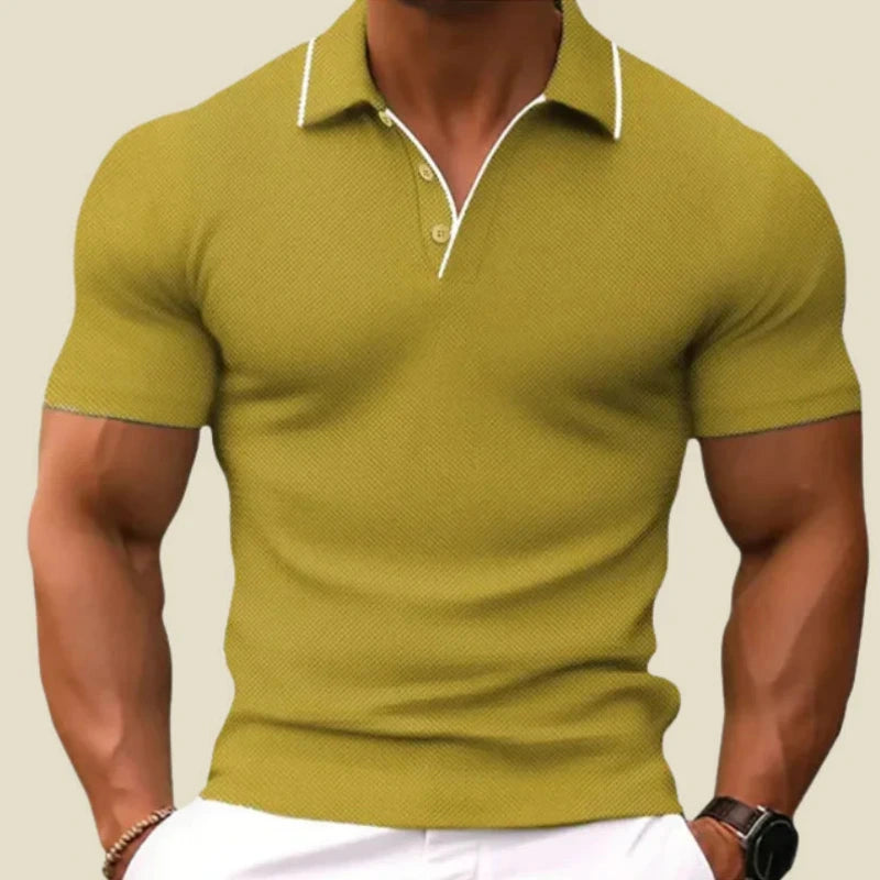 Heren Polo met Knoopsluiting en Contrastbies