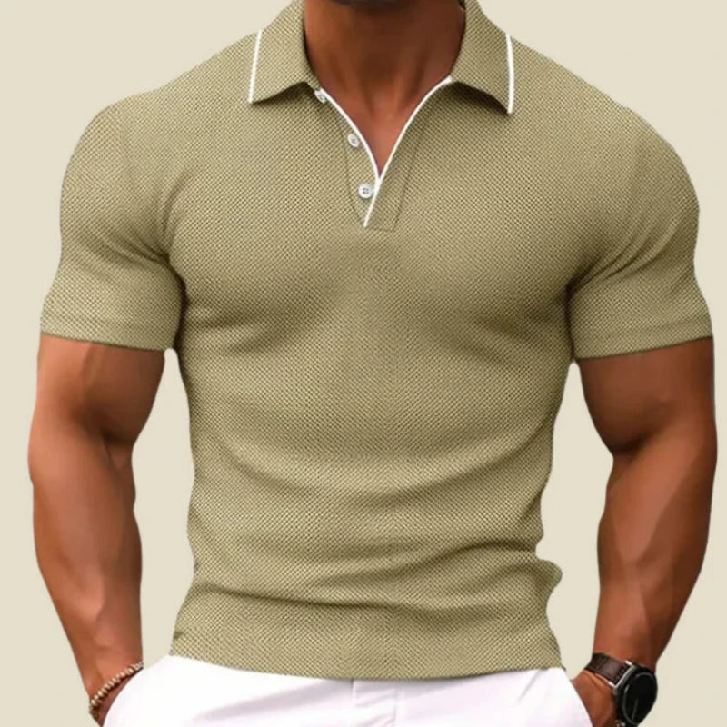 Heren Polo met Knoopsluiting en Contrastbies