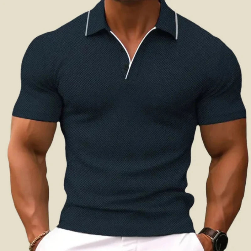 Heren Polo met Knoopsluiting en Contrastbies