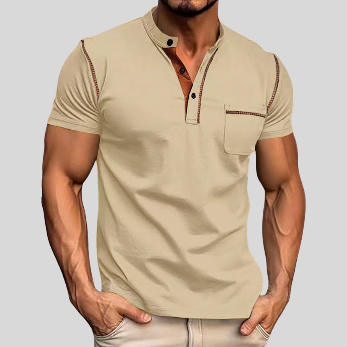 Heren Polo met Opstaande Kraag en Contrastbies