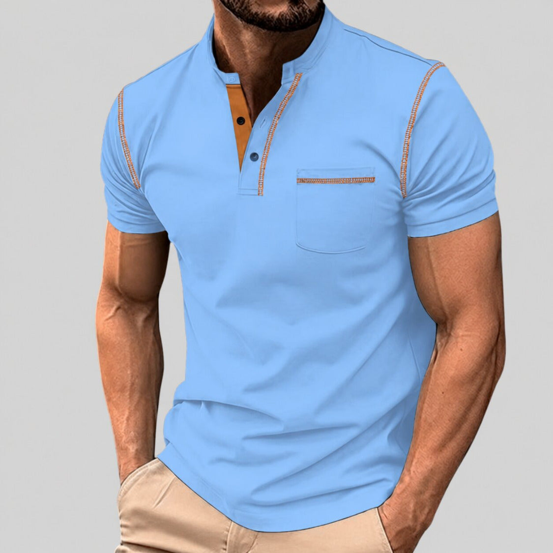 Heren Polo met Opstaande Kraag en Contrastbies
