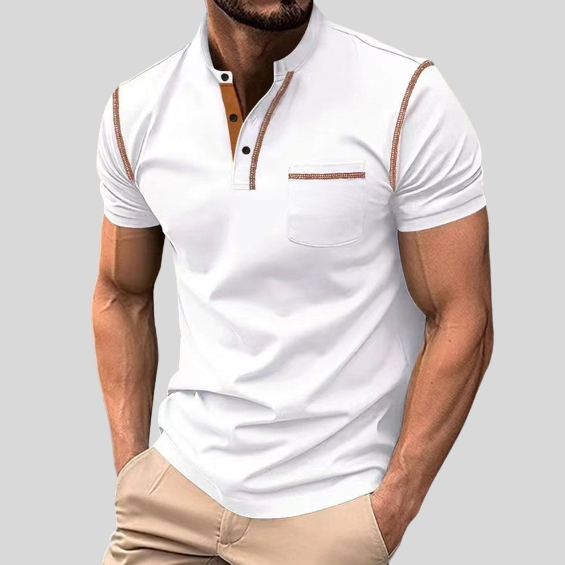 Heren Polo met Opstaande Kraag en Contrastbies