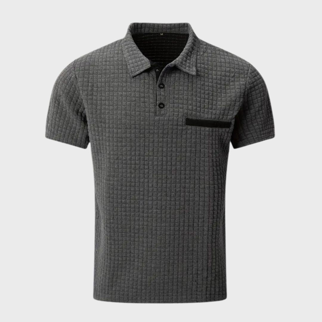 Heren Poloshirt met Ruitpatroon en Contrasterend Detail