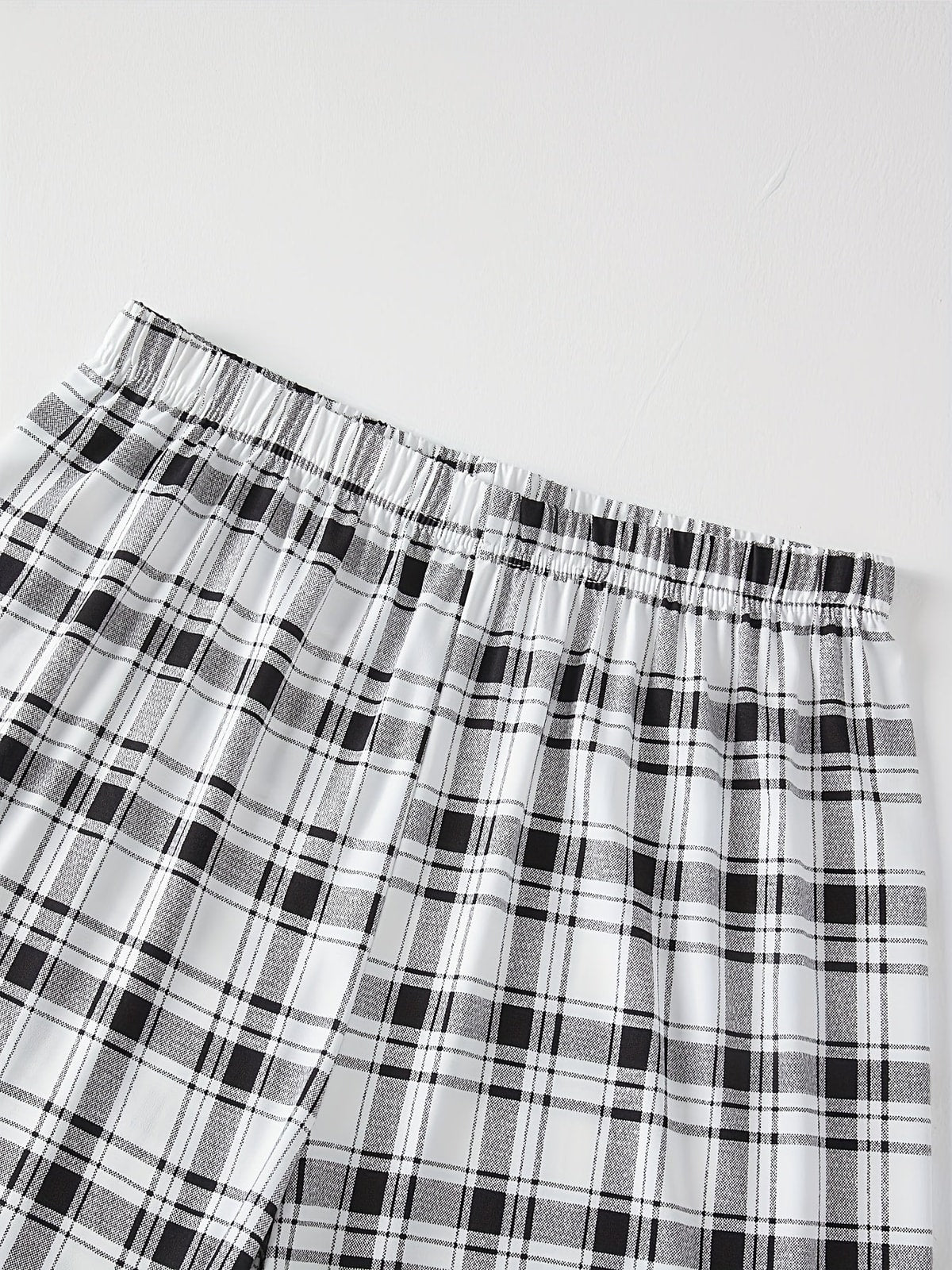 Heren Pyjamaset met Korte Mouwen en Geruite Broek