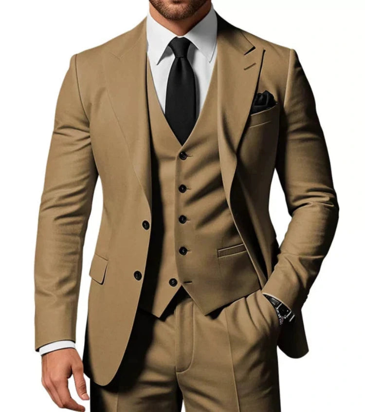 Heren Slim Fit 3-Delig Pak met Blazer, Gilet en Pantalon