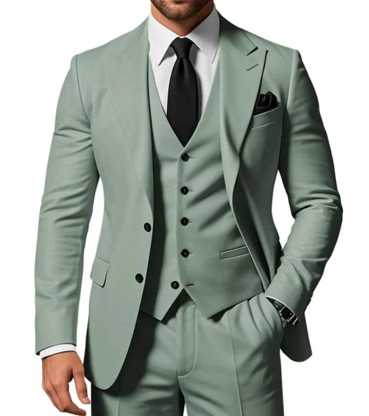 Heren Slim Fit 3-Delig Pak met Blazer, Gilet en Pantalon