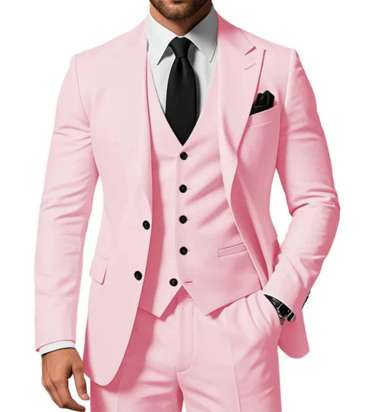 Heren Slim Fit 3-Delig Pak met Blazer, Gilet en Pantalon