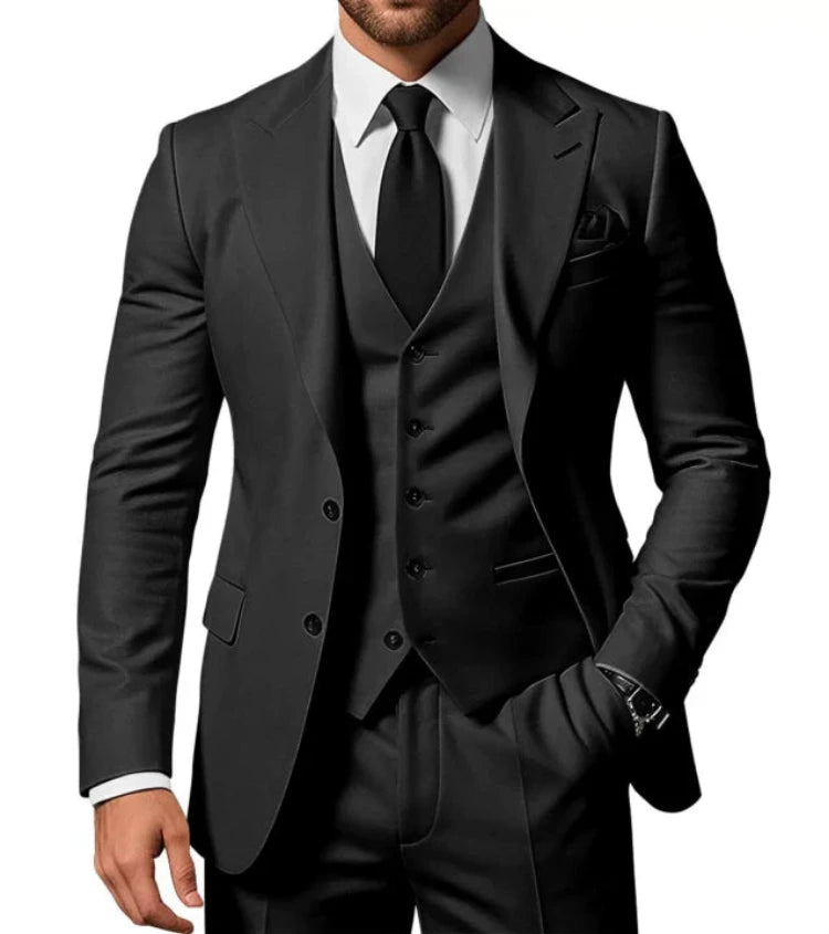 Heren Slim Fit 3-Delig Pak met Blazer, Gilet en Pantalon