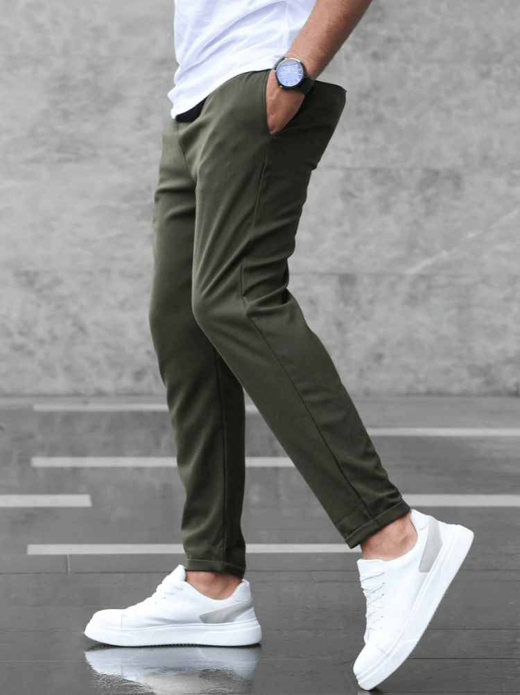 Heren Slim Fit Joggingbroek met Stretch en Verstelbare Tailleband