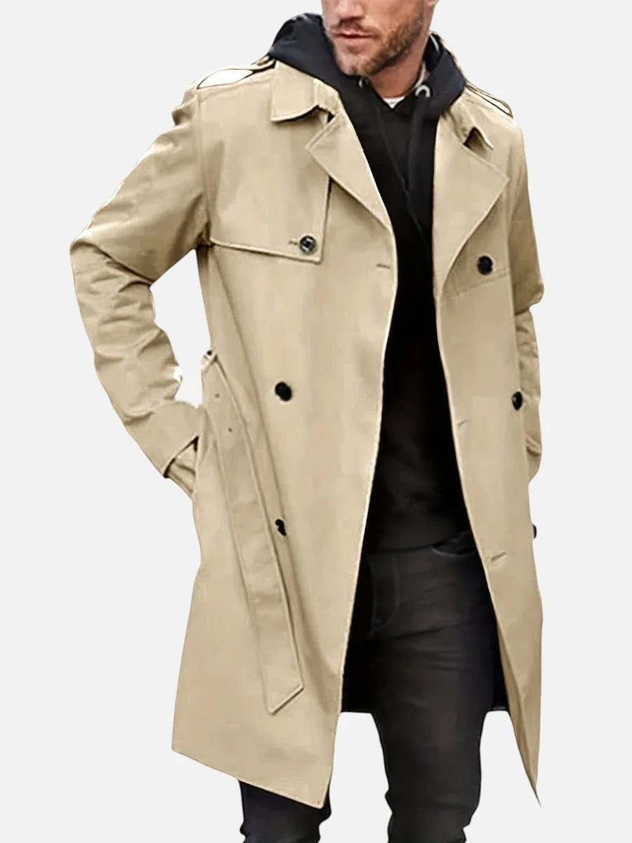 Heren Trenchcoat met Dubbele Knoopsluiting en Ceintuur