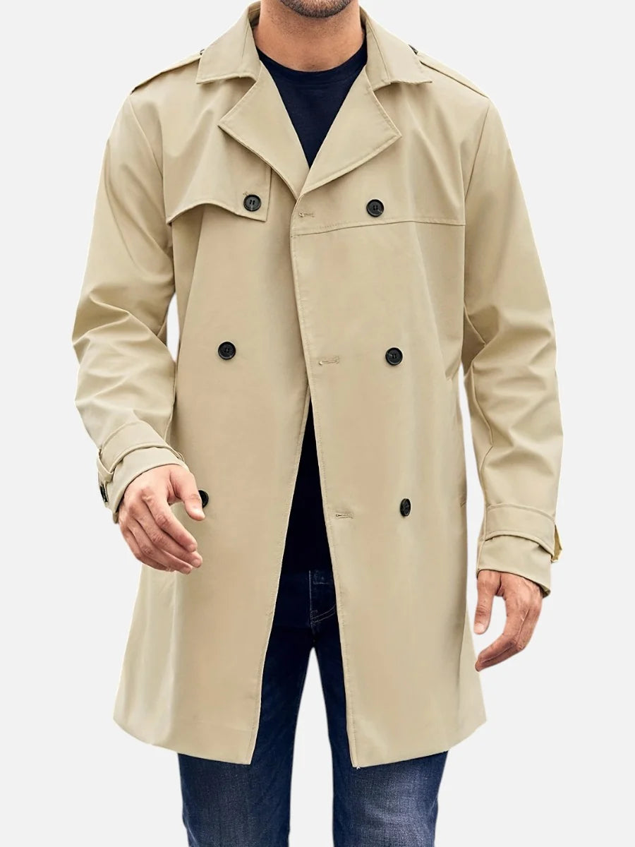 Heren Trenchcoat met Dubbele Knoopsluiting en Ceintuur