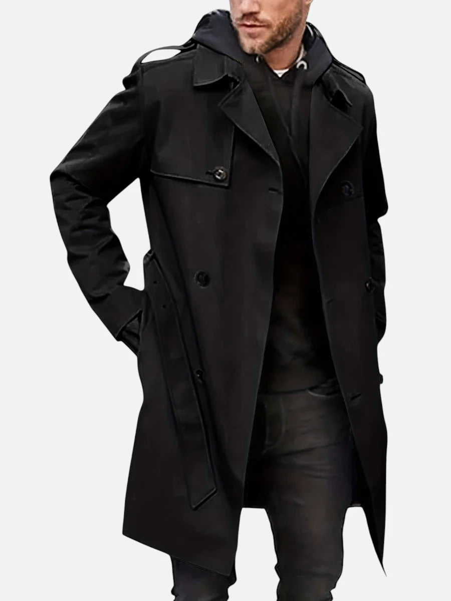Heren Trenchcoat met Dubbele Knoopsluiting en Ceintuur