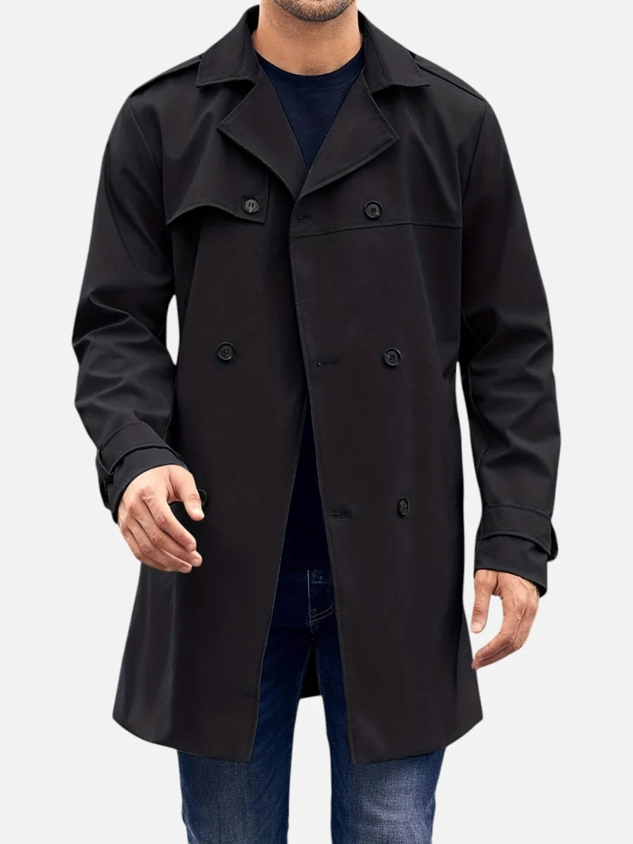Heren Trenchcoat met Dubbele Knoopsluiting en Ceintuur