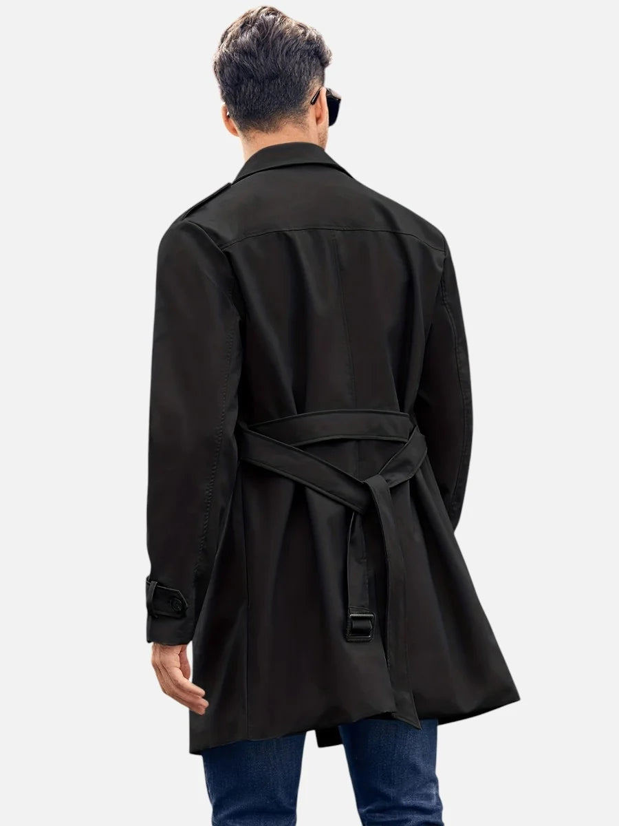 Heren Trenchcoat met Dubbele Knoopsluiting en Ceintuur
