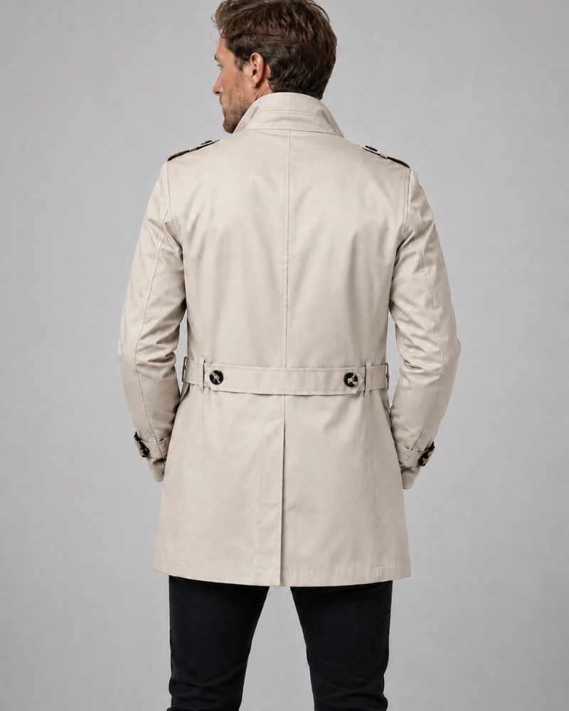 Heren Trenchcoat met Reverskraag en Knoopsluiting