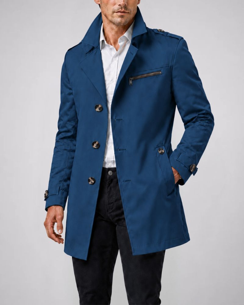 Heren Trenchcoat met Reverskraag en Knoopsluiting