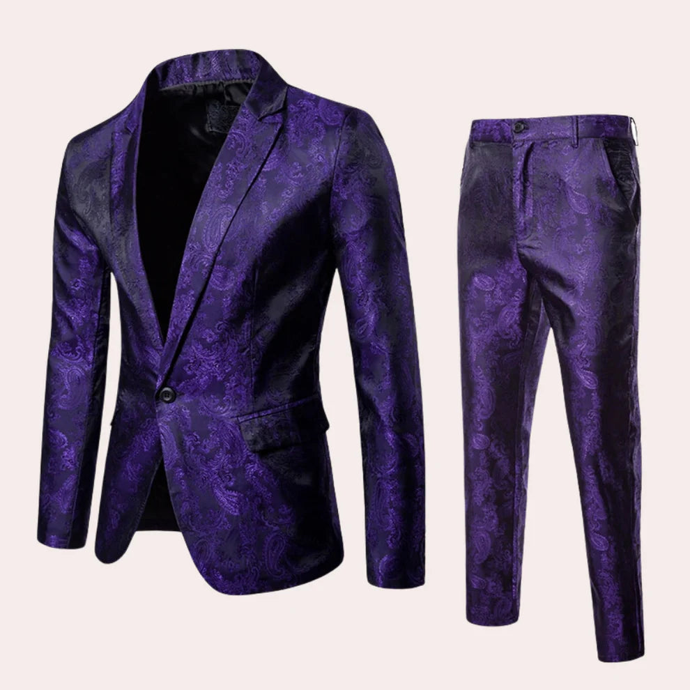 Heren Tweedelig Slim Fit Pak met Blazer en Pantalon